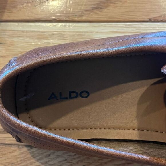 Aldo Men's Brown Leather Moccasin Driving Loafers Size 9.5 - Picture 6 of 8